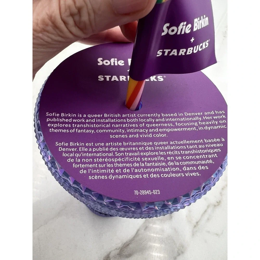 Starbucks Tumbler 24oz Sofie Birkin Pride 2023 Purple Studded Bling New